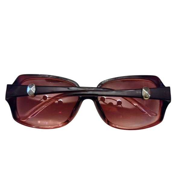 Rosie Brown Square Sunglasses with Silver Metal Accents + NEW Soft Leather Case - Picture 9 of 13